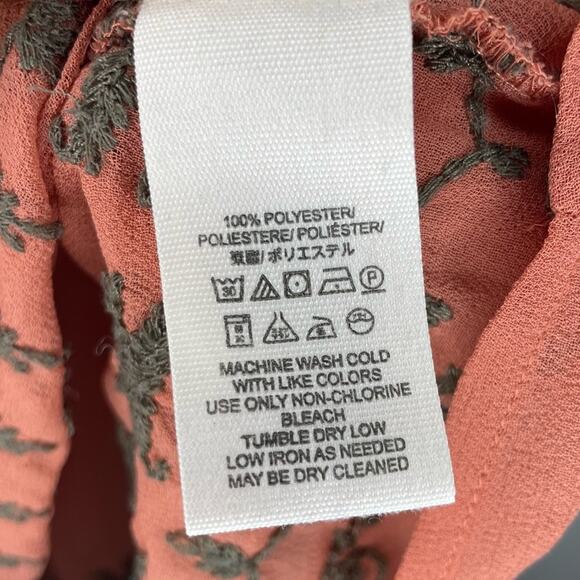 Free People Pennies Sequel Semi-Sheer Rust Embroidered Top Size M - Picture 5 of 6